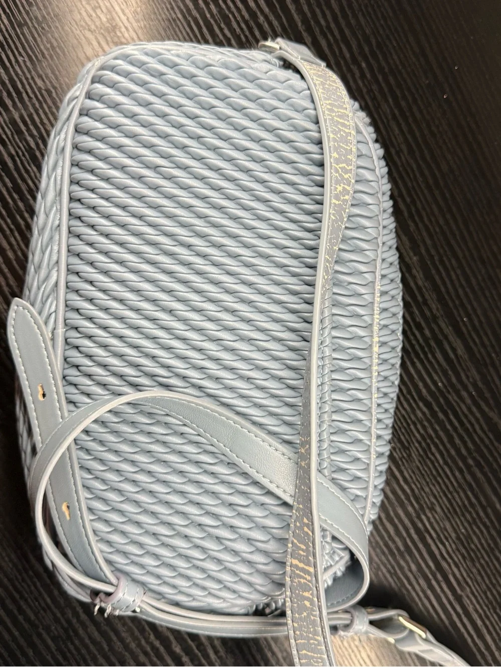 Light Blue Woven Crossbody Backpack - Brand